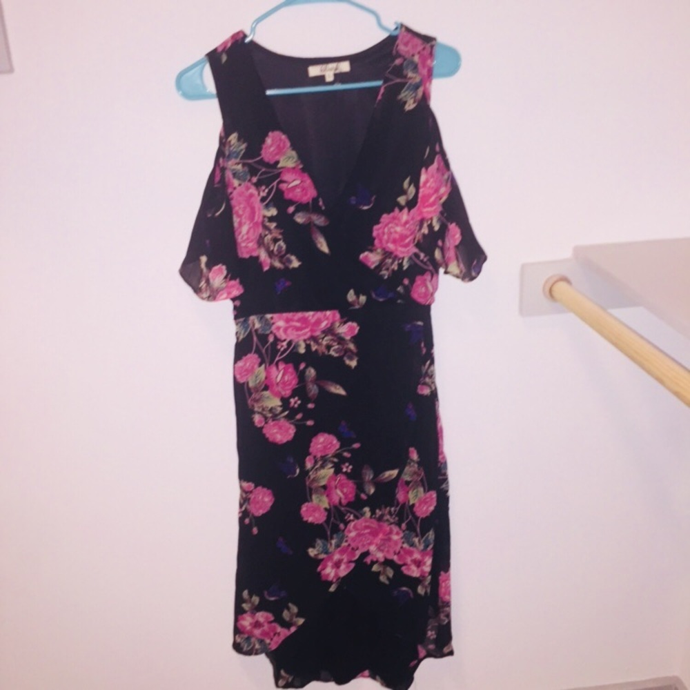 Pink floral print dress